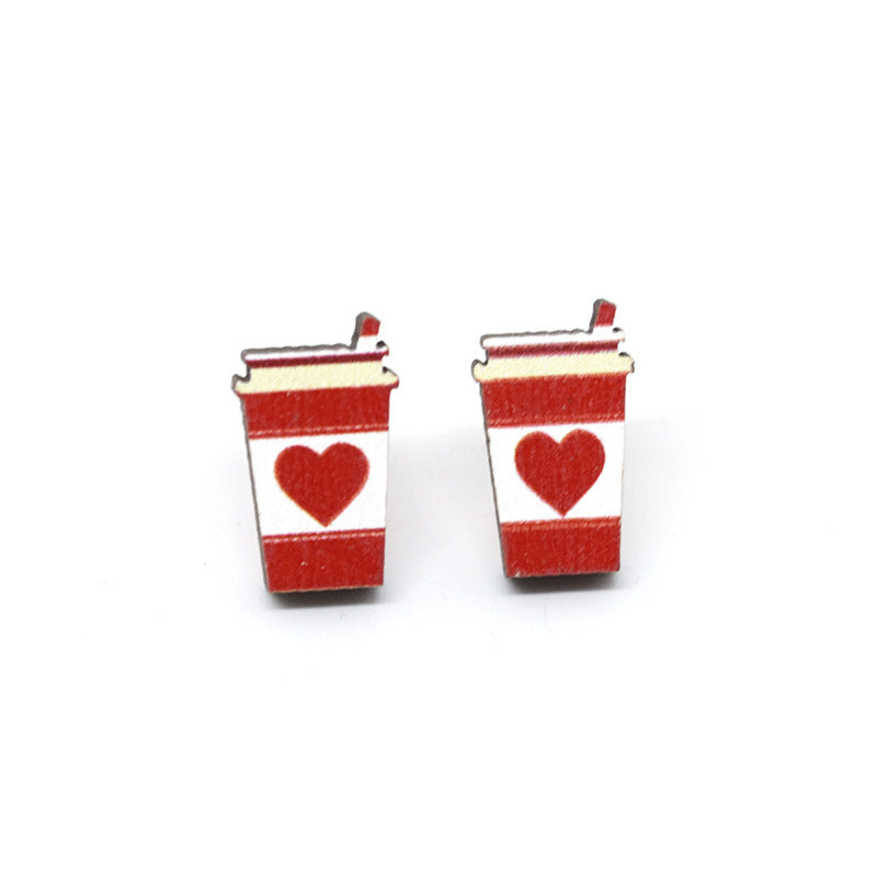 Wholesale Cartoon Valentine's Day Christmas Wood Earrings